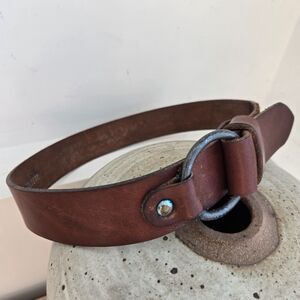 Rustic Leather‎ Belt Brown Cowhide 28 Paris 1.5" Wide Rugged O Ring Buckle 26"